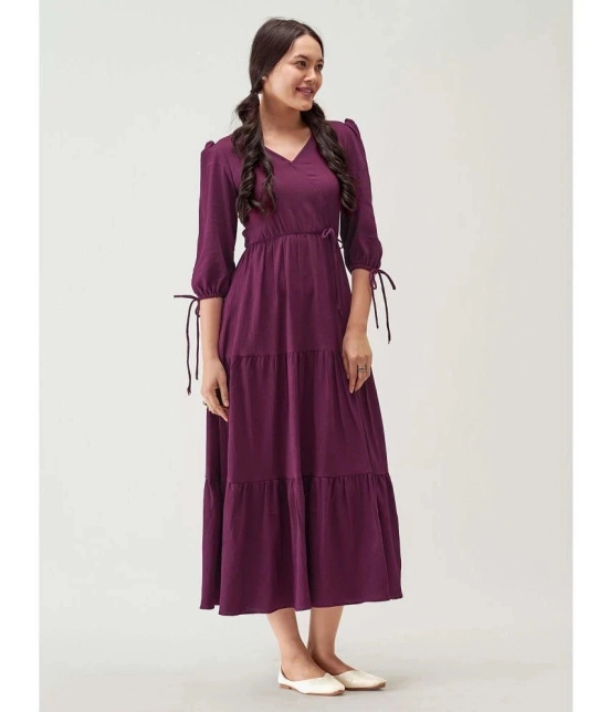 JASH CREATION - Mauve Rayon Womens Fit & Flare Dress ( Pack of 1 ) - None