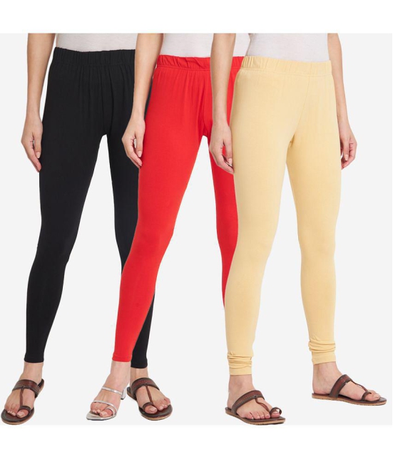 SELETA - Multicolor Cotton Women's Leggings ( Pack of 3 ) - None