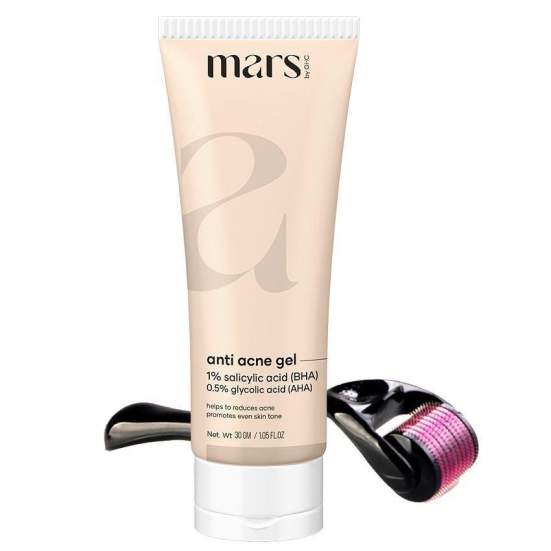 Mars by GHC Anti Acne Gel | Salicylic Acid, Niacinamide and Derma Roller for Nourishment (2 Items in the set)