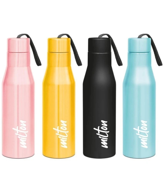 Milton Super 750 Stainless Steel Water Bottle Set of 4, 650 ml Each, Light Pink - Multicolour