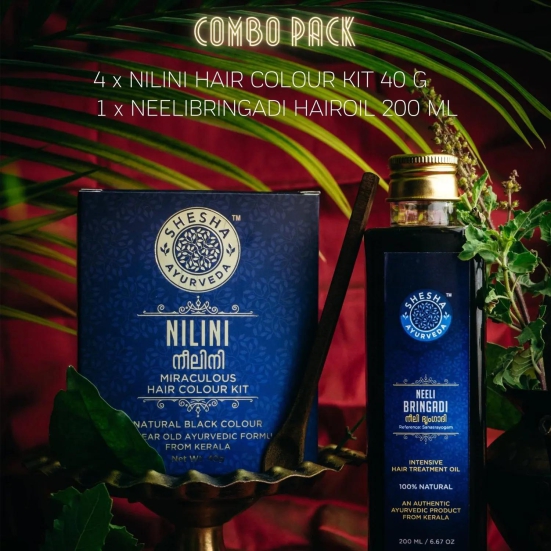 4 NILINI 40G(Black) + 1 NEELIBRINGADI 200 ML (Combo of 5 Items)