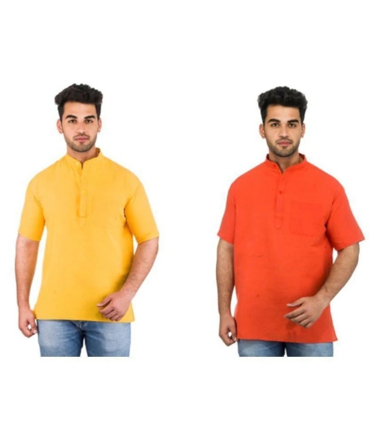 DESHBANDHU DBK Multi 100 Percent Cotton Kurta Pack of 2 - None