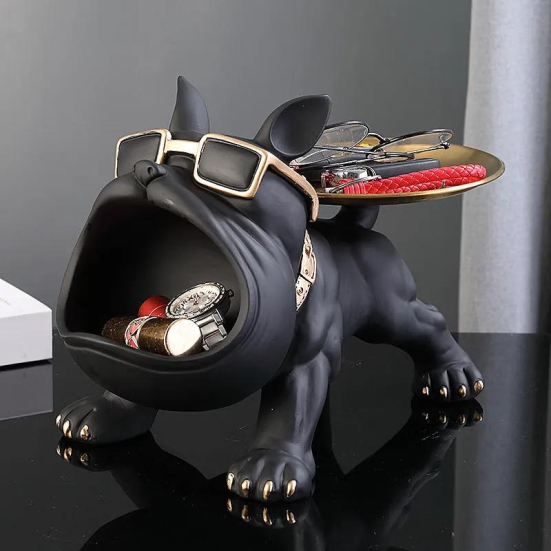 BULLDOG STORAGE BUTLER SCULPTURE-Black