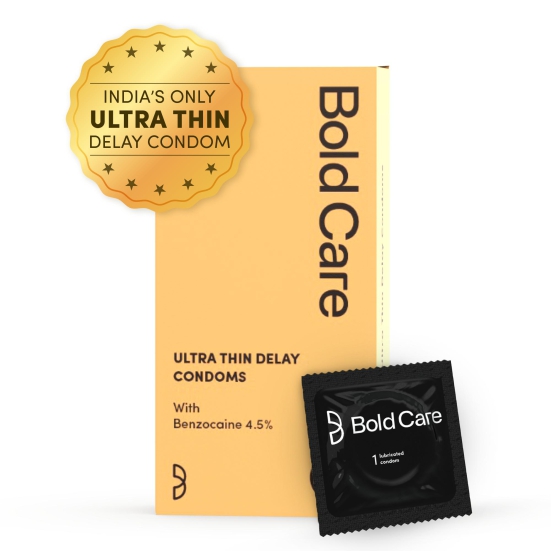 Bold Care Ultra-thin Condoms - with Benzocaine 4.5%, For Helping Men Last Longer Easily - Pack of 10