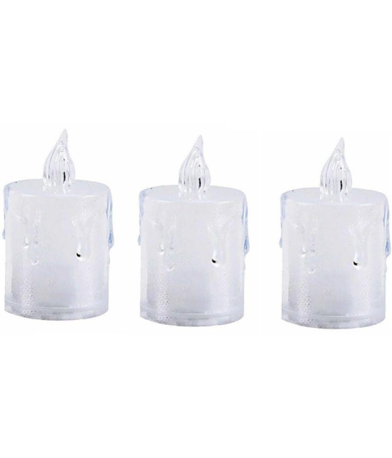 TINUMS - Off White LED Tea Light Candle 8 cm ( Pack of 3 )