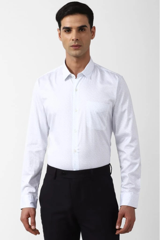 Men White Slim Fit Formal Full Sleeves Formal Shirt