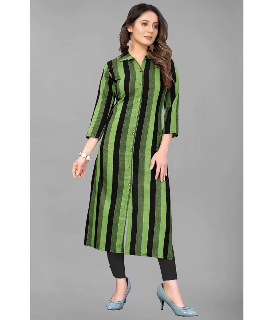 MEHZEEL FAB - Green Front Slit Cotton Blend Women's Stitched Salwar Suit ( Pack of 1 ) - None