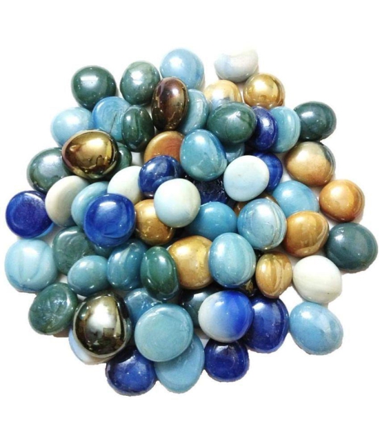 Happy Fins Multicolored Glossy Flat Round Shaded Marbles Decorative Pebbles 450g - Natural Stones - Multicolor