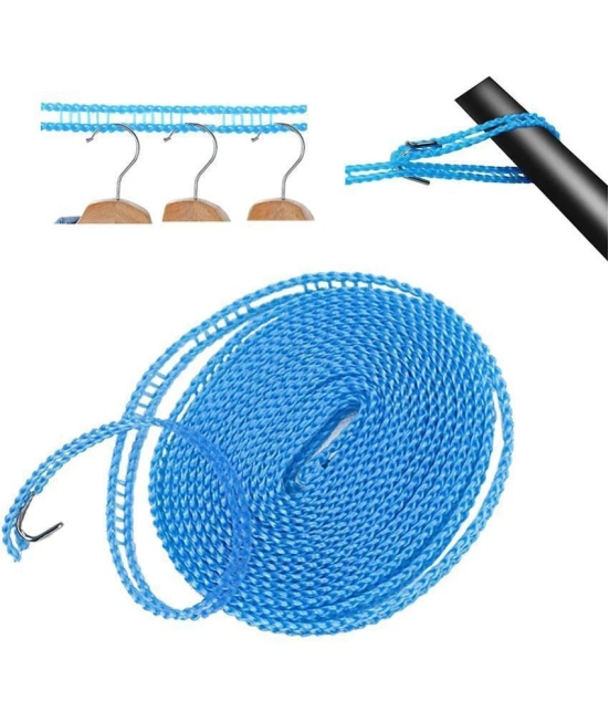 RAMDEV ENTERPRISE 5 Meters Windproof Anti-Slip Clothes Washing Line Drying Nylon Rope with Hooks