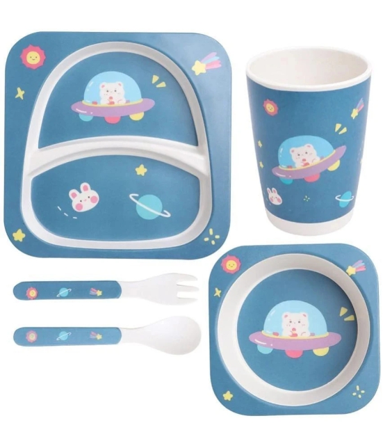 Dynore 5 Pcs Bamboo Baby Dinner Set Multicolor Bamboo Dinner Set ( Pack of 5 ) - Multicolor