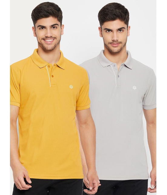 UNIBERRY Cotton Blend Regular Fit Solid Half Sleeves Men's Polo T Shirt - Mustard ( Pack of 2 ) - None