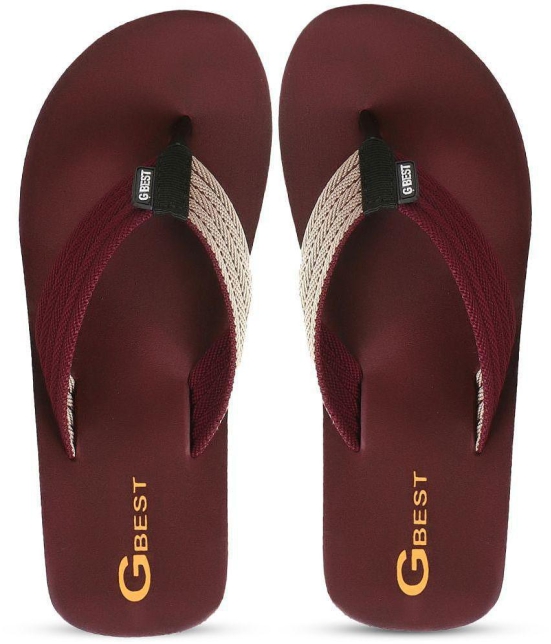 G Best Maroon Mens Thong Flip Flop - None