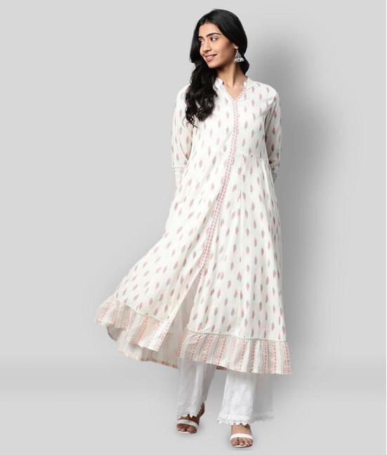 Yash Gallery - White Rayon Women''s Front Slit Kurti ( Pack of 1 ) - XXL