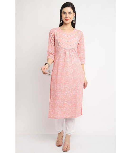 Rajnandini - Peach 100% Cotton Women's Straight Kurti ( Pack of 1 ) - None