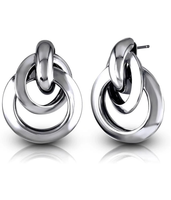 VIVASTRI Silver Hoops Earrings ( Pack of 1 ) - Silver