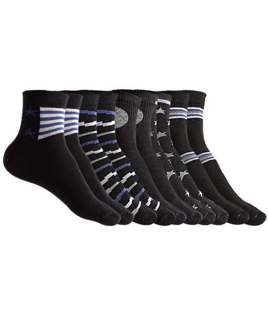 Texlon - Black Cotton Men's Ankle Length Socks ( Pack of 5 ) - Black