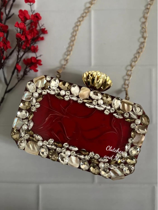 Red Resin Octagon Clutch