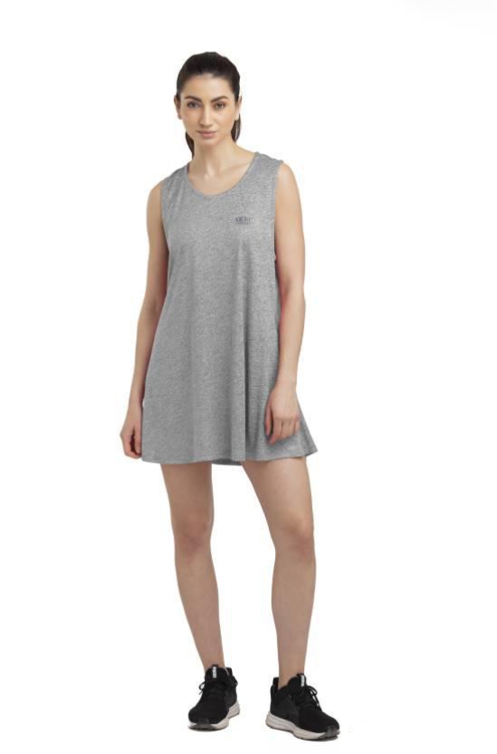 Women Solid Round Neck Polyester Grey T-Shirt