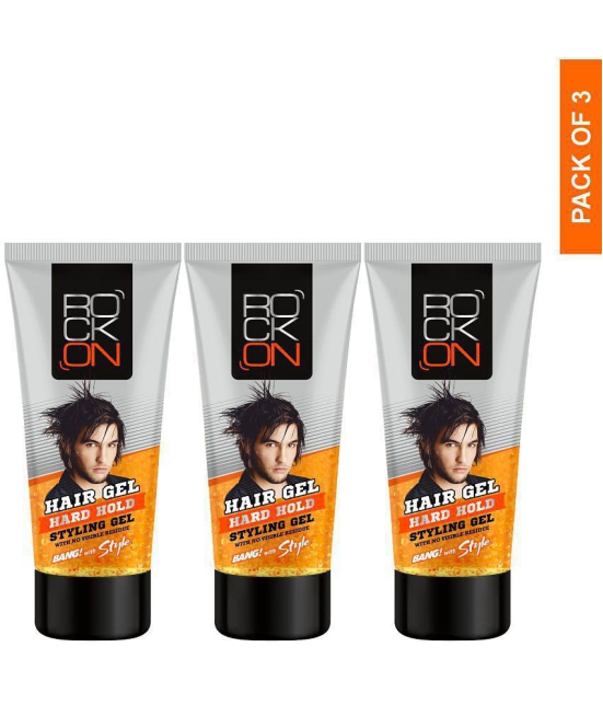 RockOn Hard Hold Styling Gel For Hair Styling, Pack of 3 ( 60 gram each)