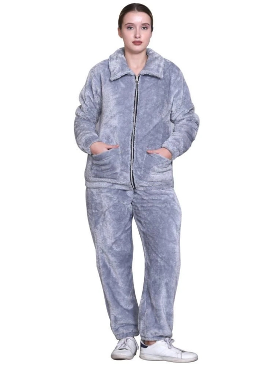 Looks United Grey Woollen Solid Tracksuit - Pack of 1 - None