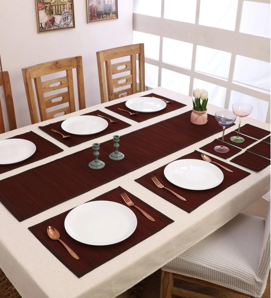 Silpakarman Bamboo Dining Mats - Brown (Set of 13)