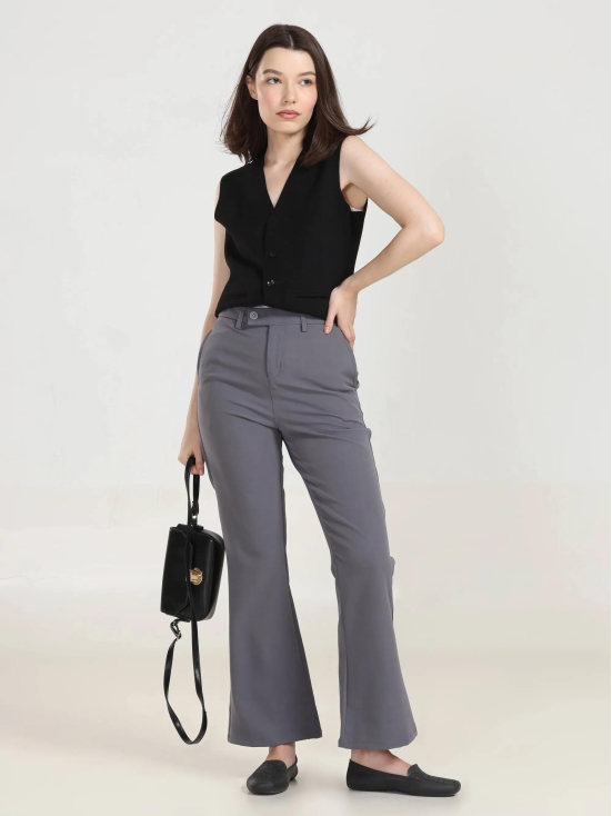 High Rise Bootcut Trousers - Dark Grey-30