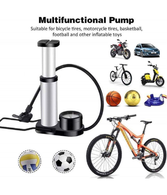 HOUSEMALL Foot Activated Floor Pump with Gauge Cycle Air Pump Mini Portable Bicycle, Motorcycle, Car Pump (Multicolor, Steel)