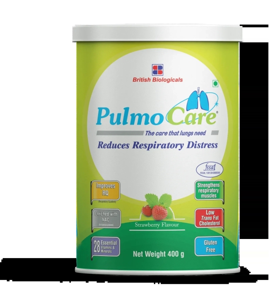 Pulmocare Powder-Strawberry Flavour|For Asthma, Copd, Pulmonary Tuberculosis|Gluten Free-400 G