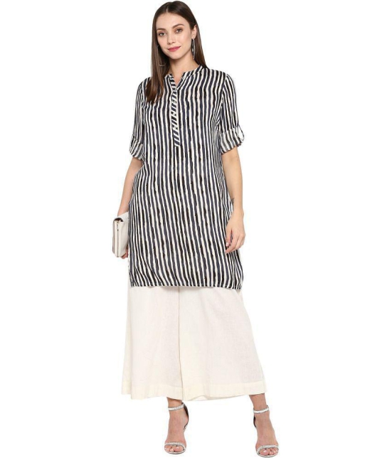 Antaran Rayon Striped Straight Womens Kurti - White ( Pack of 1 ) - None