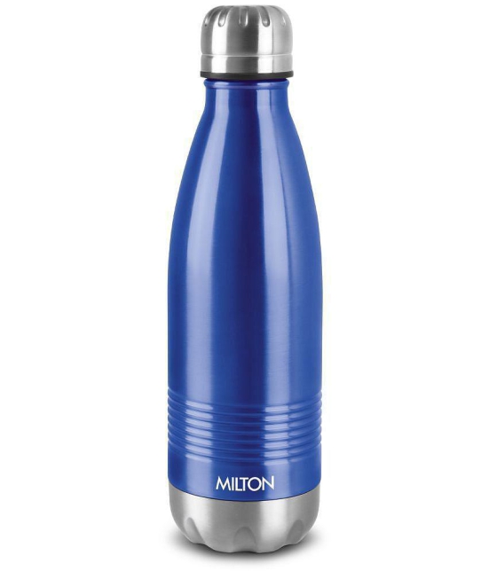 Milton Duo DLX 500 Thermosteel 24 Hours Hot and Cold Water Bottle, 500 ml, Maroon | Leak Proof | Office Bottle | Gym | Home | Kitchen | Hiking | Trekking | Travel Bottle - Blue