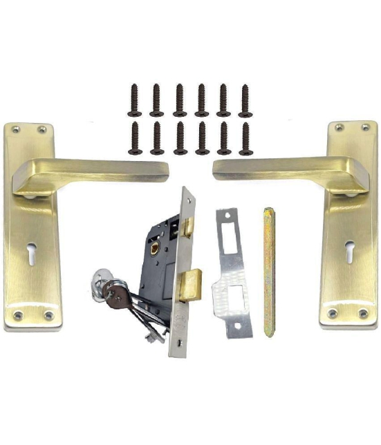 ONMAX Steel High Quality Premium Range Lock Heavy Duty Mortise Door Lock Set Size 8 Inch Double Action Brass Latch Brass Bhogli with Antique Brass Finish 6 Lever Lockset for House Hotel Bedr