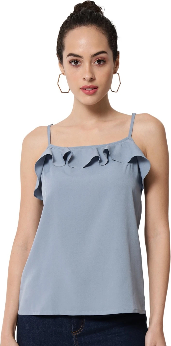 ALL WAYS YOU Women Top Crepe fabric  Sky Blue XS