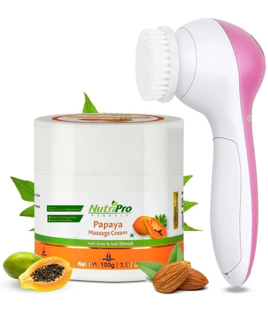 NutirPro Papaya Massage Cream With 5in1 Face Massager | Aloe Vera Extract, Papaya Extract,150GM