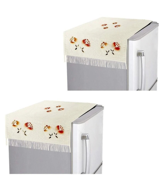 E-Retailer Set of 2 Polyester Gold Fridge Top Cover - Gold