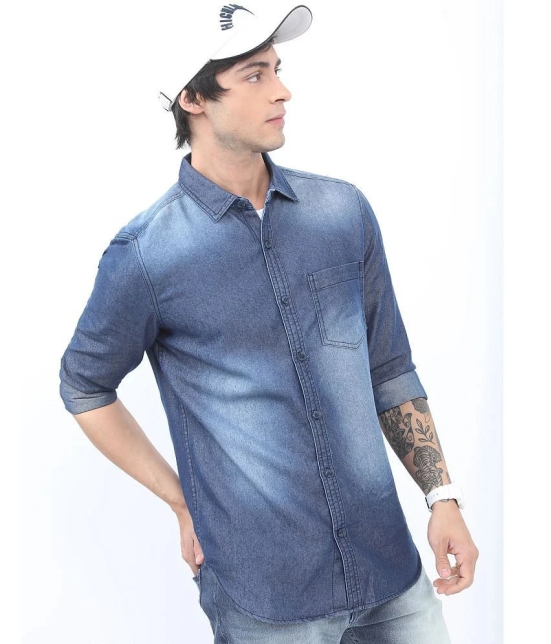 Ketch Denim Regular Fit Solids Rollup Sleeves Mens Casual Shirt - Blue ( Pack of 1 ) - None