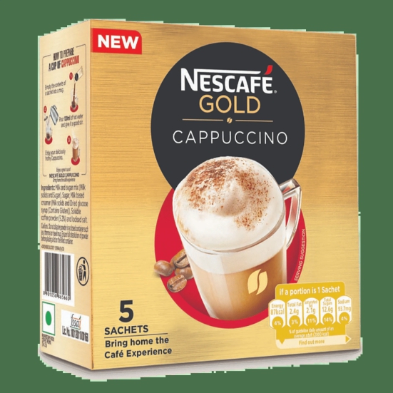 Nescafe Gold Cappuccino Instant Coffee Premix - Rich In Aroma & Flavour, 125 G (5 Sachets X 25 G Each)