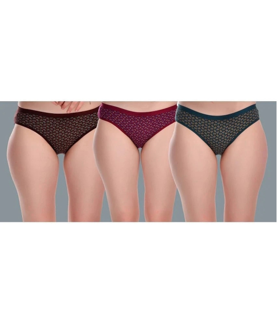 Elina Multicolor Cotton Printed Womens Briefs ( Pack of 3 ) - None