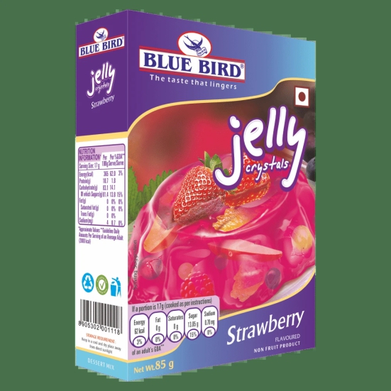 Blue Bird Jelly Crystals Strawberry, 85 gm