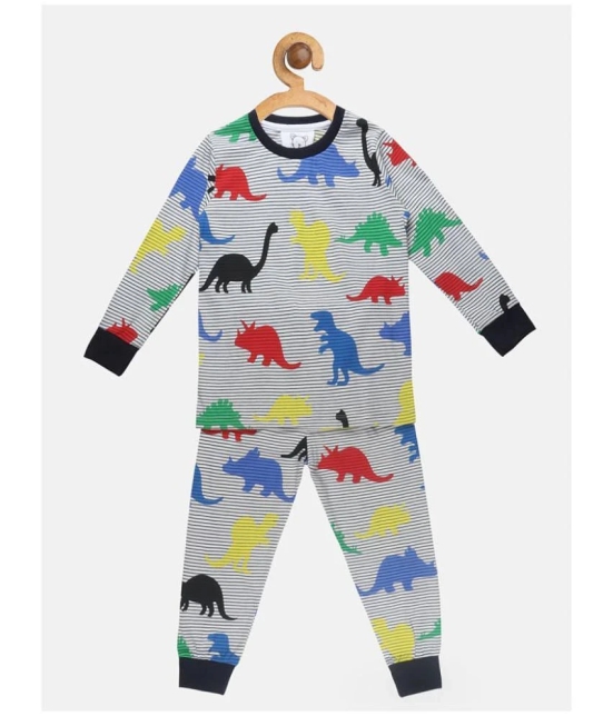 Lazy Shark Little Marine Printed Grey Boys Nightwear set - None