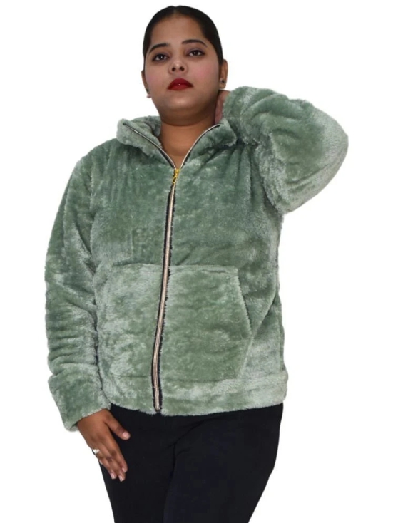 Looks United - Faux Fur Green Jackets Pack of 1 - None