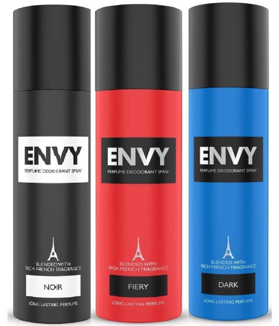 Envy Dark, Fiery Deo - 140ML Each & Nitro Deodorant Spray for Men 120ML ( Combo Pack of 3)