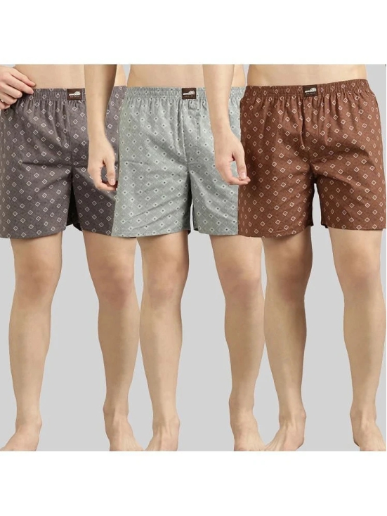 broon Pack of 3 Cotton Mens Boxer- ( Brown,Grey,Dark grey ) Boxer Shorts - None