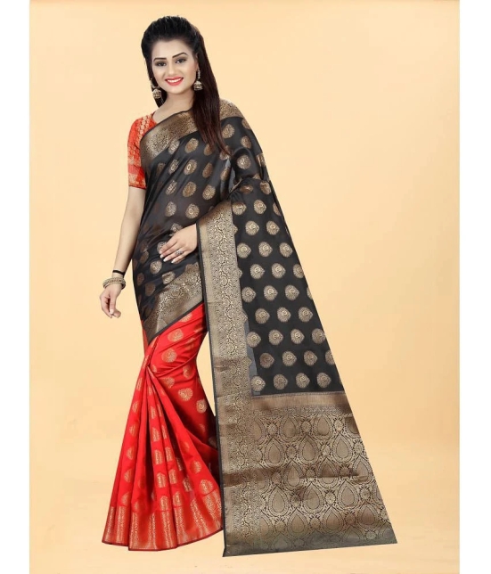 Gazal Fashions - Black Banarasi Silk Saree With Blouse Piece ( Pack of 1 ) - Black