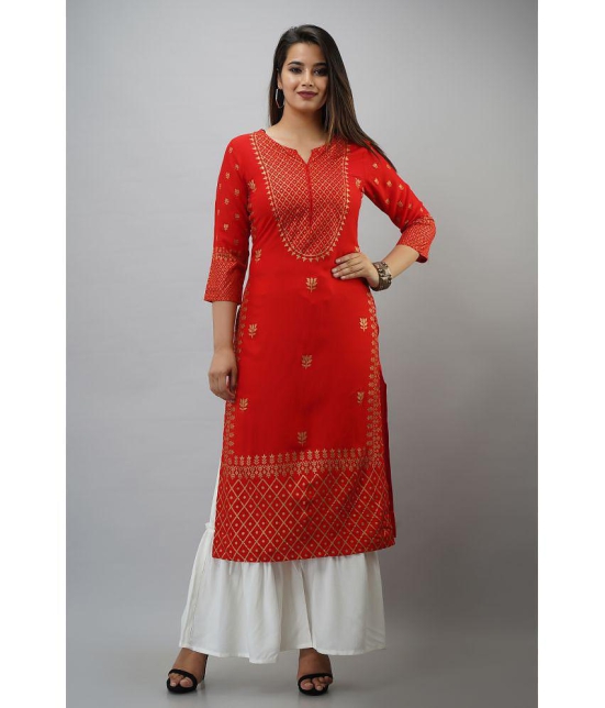 MAUKA - Red Straight Rayon Women''s Stitched Salwar Suit ( Pack of 1 ) - None