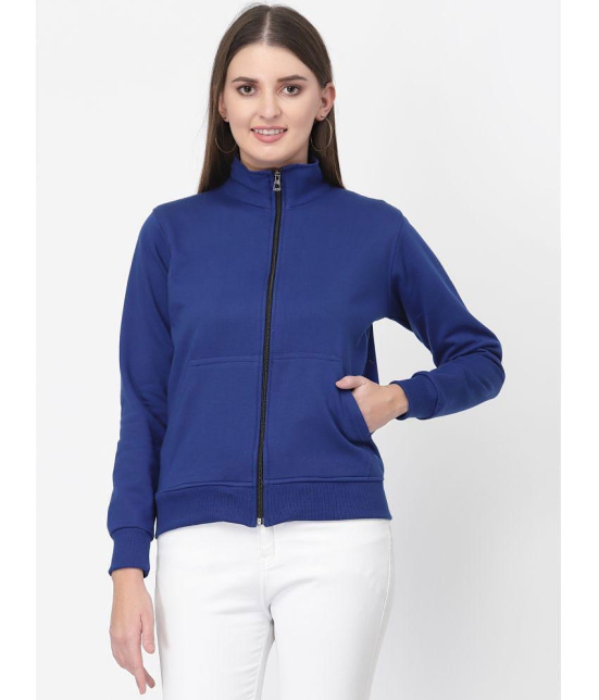 Uzarus Cotton Blue Zippered Sweatshirt - None