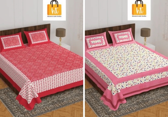 Bedsheet  Adda -100% Pure Cotton Jaipuri Printed Double Bedsheet-108