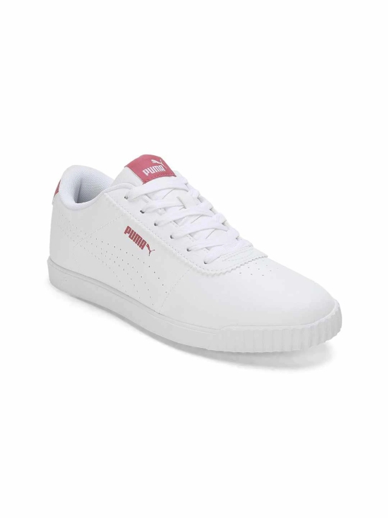 PUMA LADIES WHITE CARINA SLIM PERF LACE-UP SNEAKERS