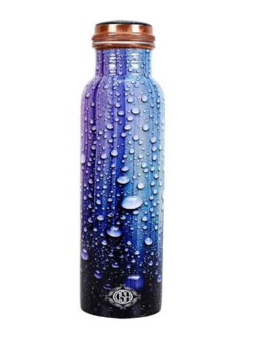 Copper Bottles for Printed with Art Work, Travelling Purpose Bottles, Yoga Ayurveda Healing, 950 ML (Design SM 4)