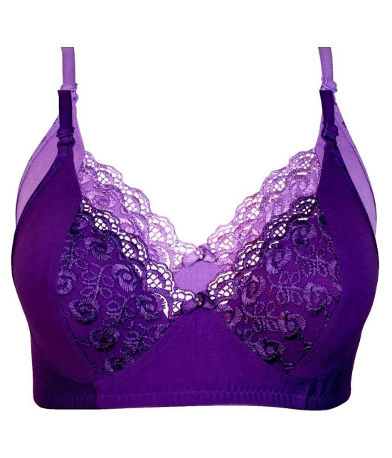 Kiran Enterprises Cotton Minimizer Bra - Purple - None