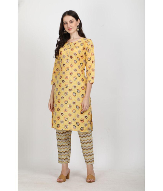 Berrylicious - Yellow Straight Cotton Women's Stitched Salwar Suit ( Pack of 1 ) - None